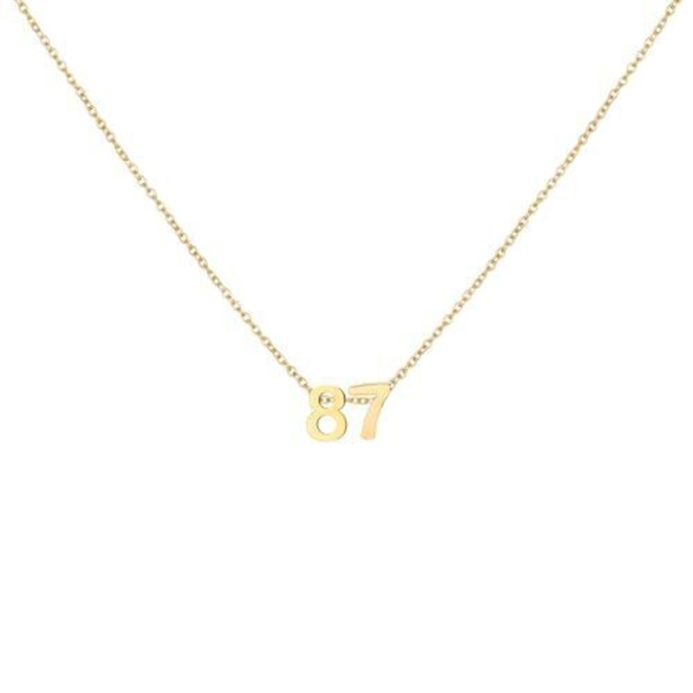 7096 18K Gold Plated Number 87 Necklace Dainty Pendant Chain Necklace